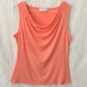 CK Peach Sleeveless Cowl Neck Blouse Medium